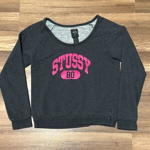 Vintage Y2K Stussy Grey Hot Pink Sweatshirt
